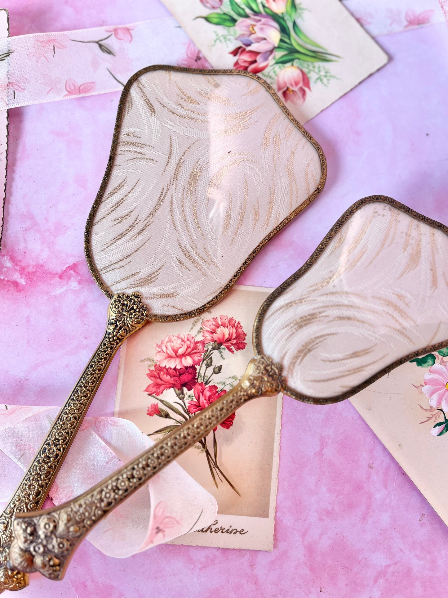 Miroir et brosse laiton