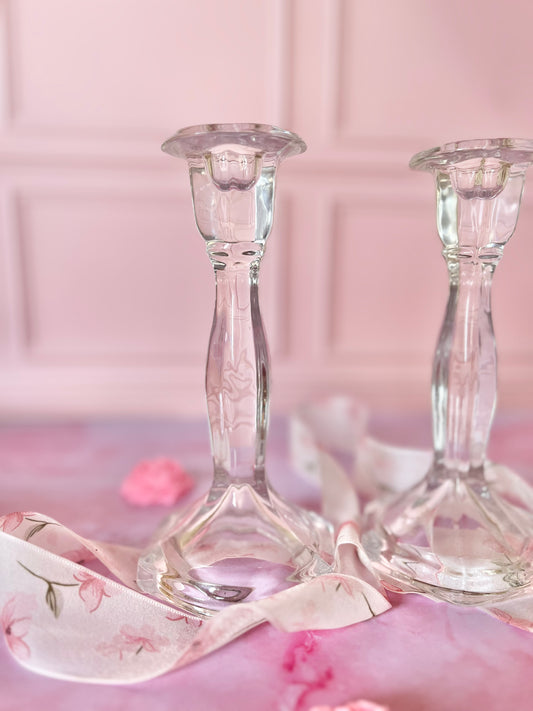 Bougeoirs en verre rétro