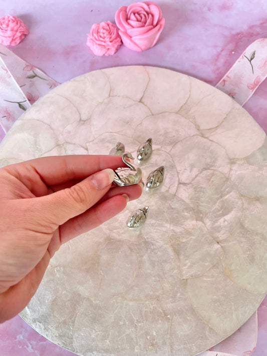 Mini marque places cygnes argentés (6)