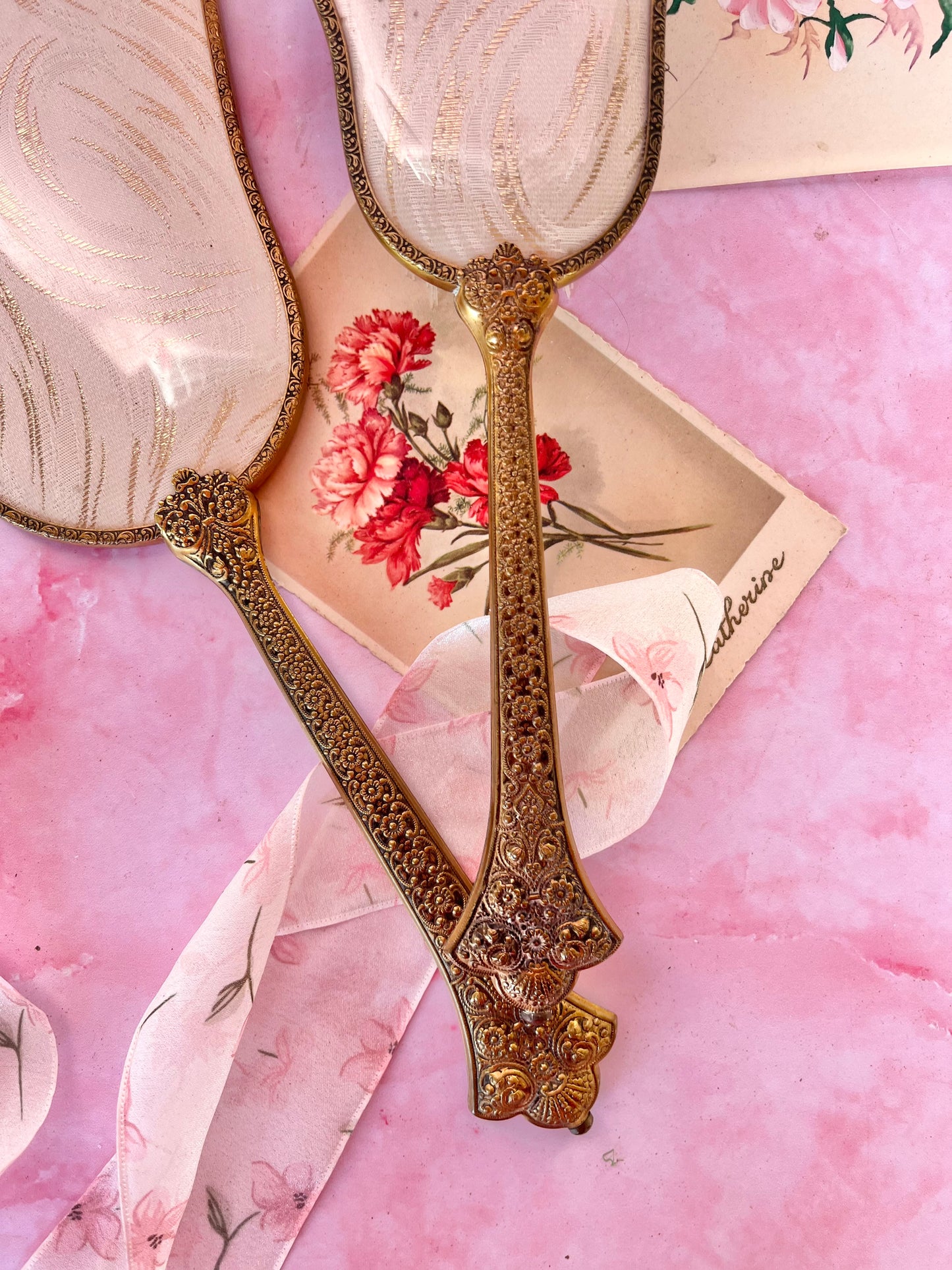 Miroir et brosse laiton