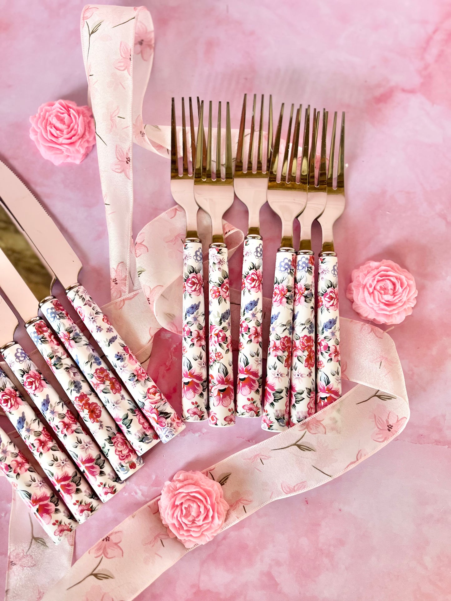 Set de couverts fleuris (12)