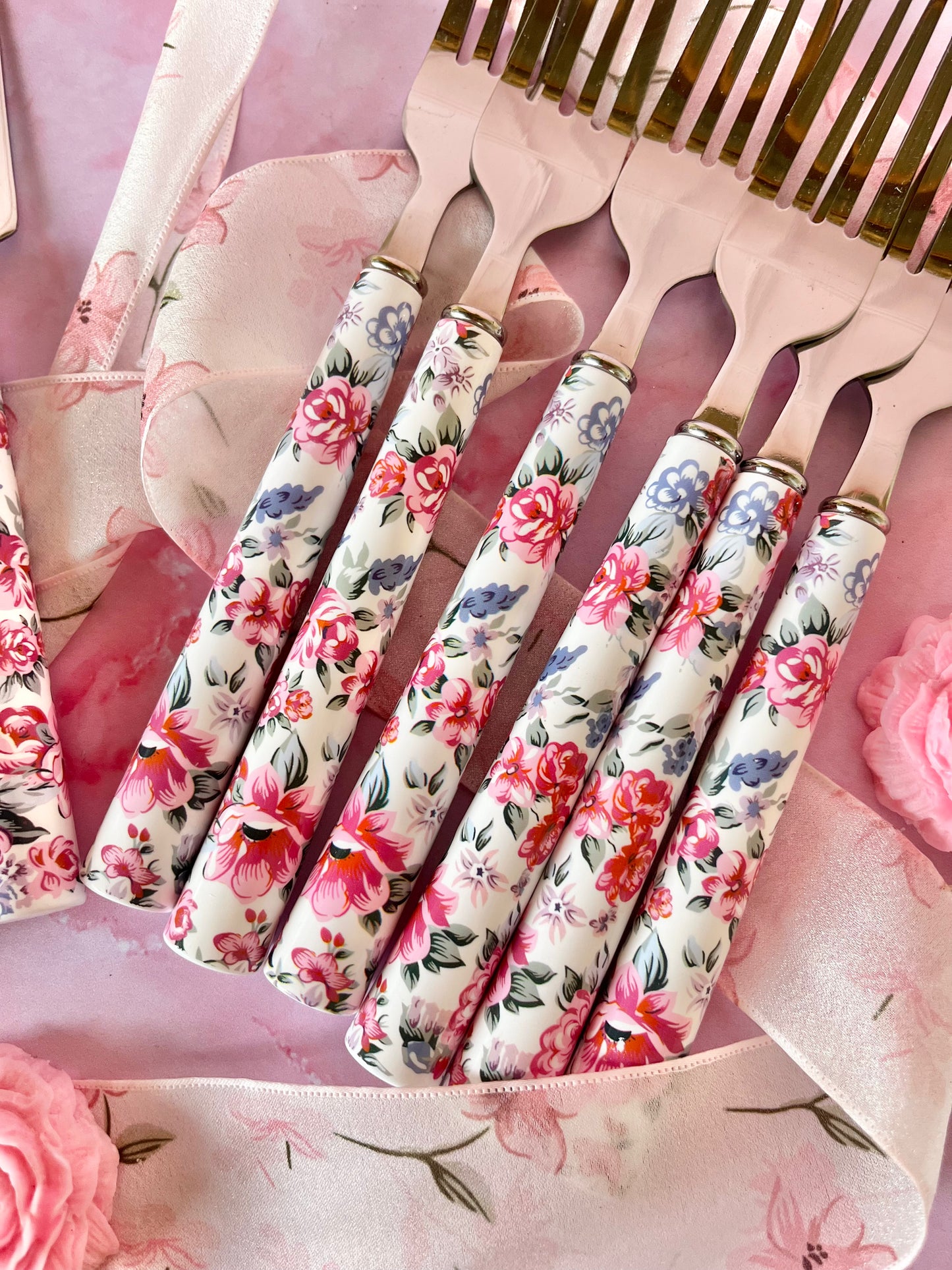 Set de couverts fleuris (12)