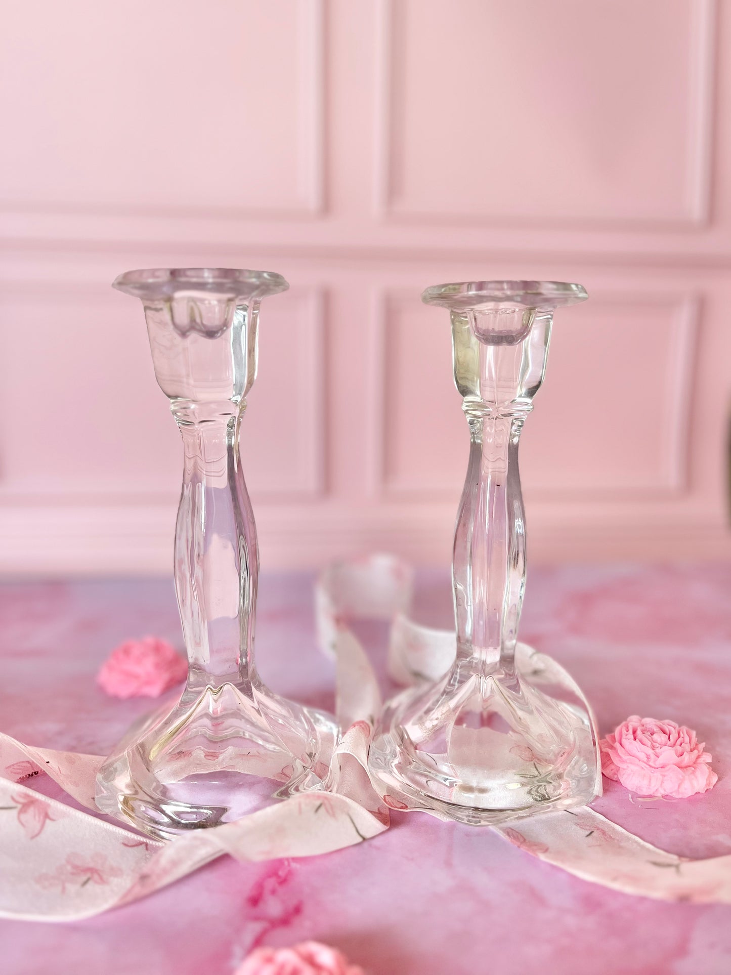 Bougeoirs en verre rétro