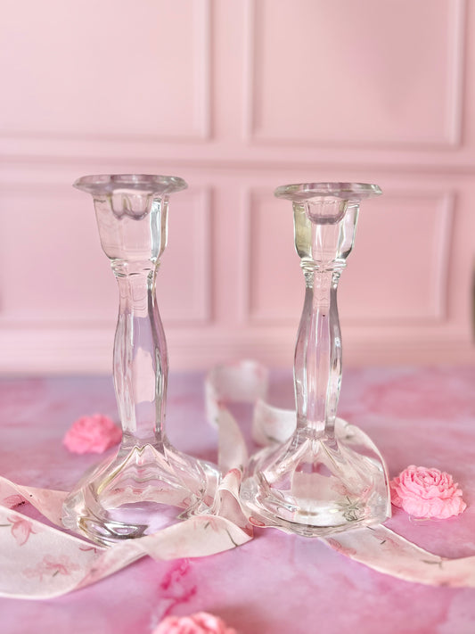 Bougeoirs en verre rétro