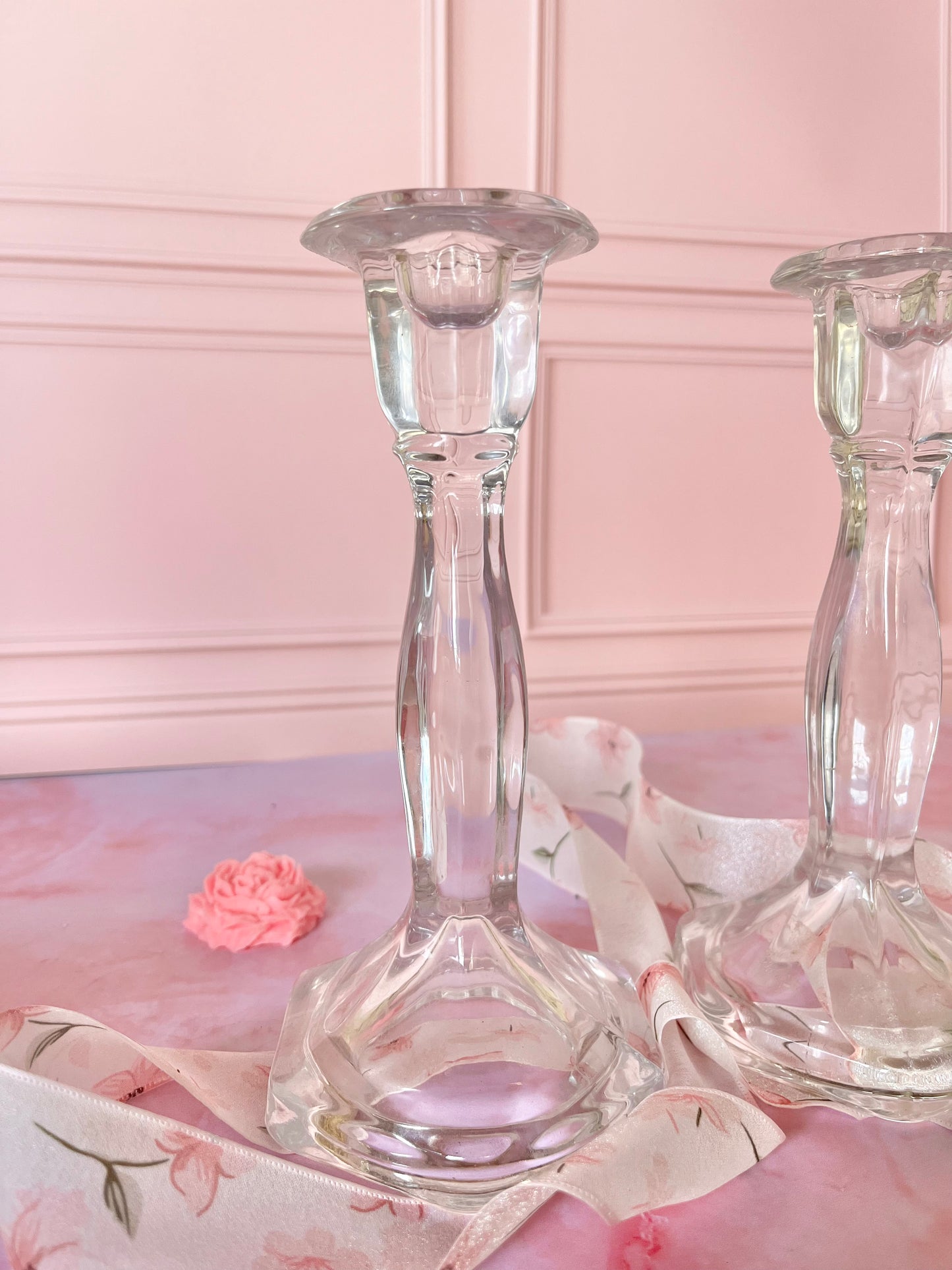 Bougeoirs en verre rétro