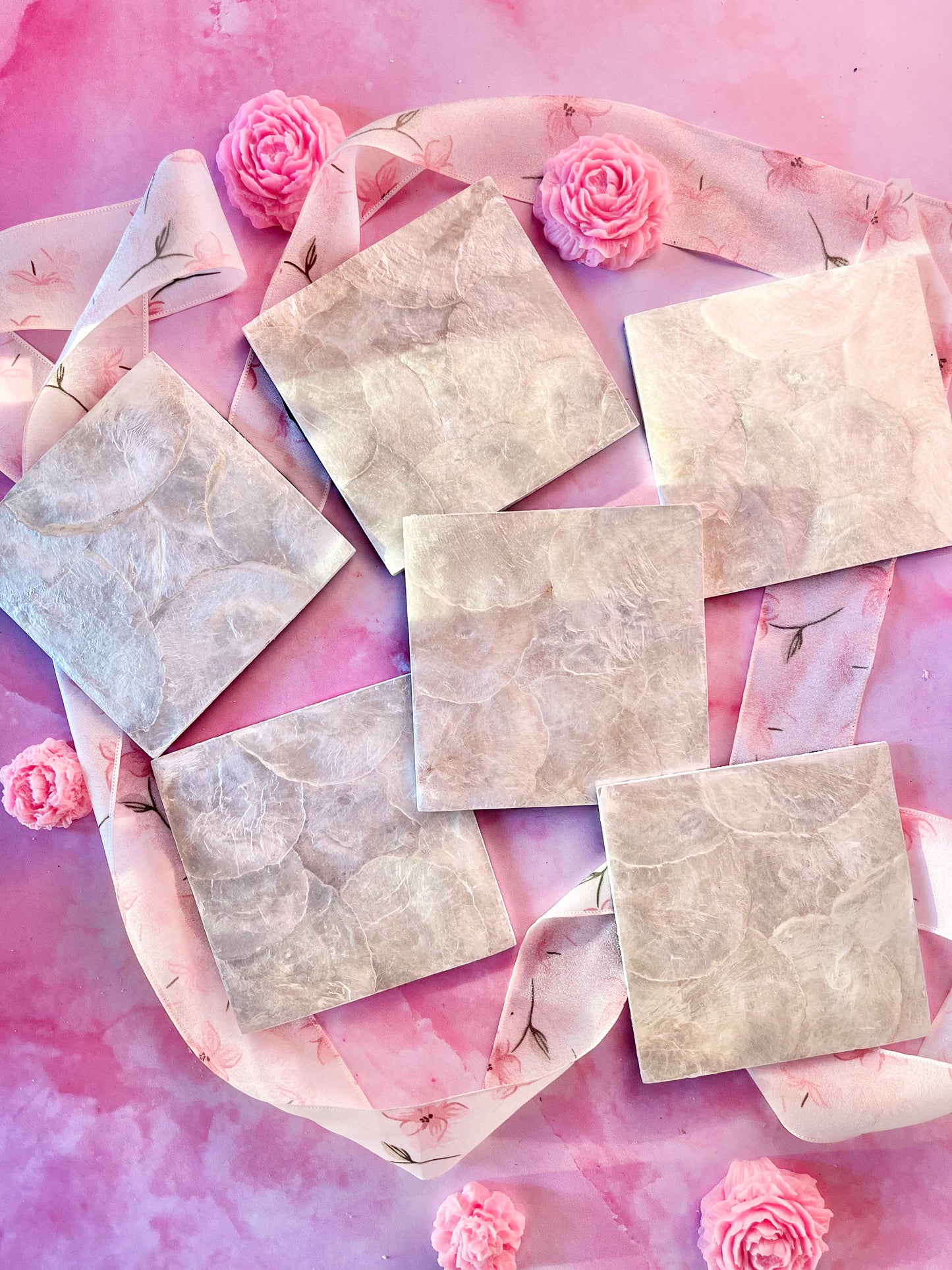 Dessous de verre carrés en nacre (6)