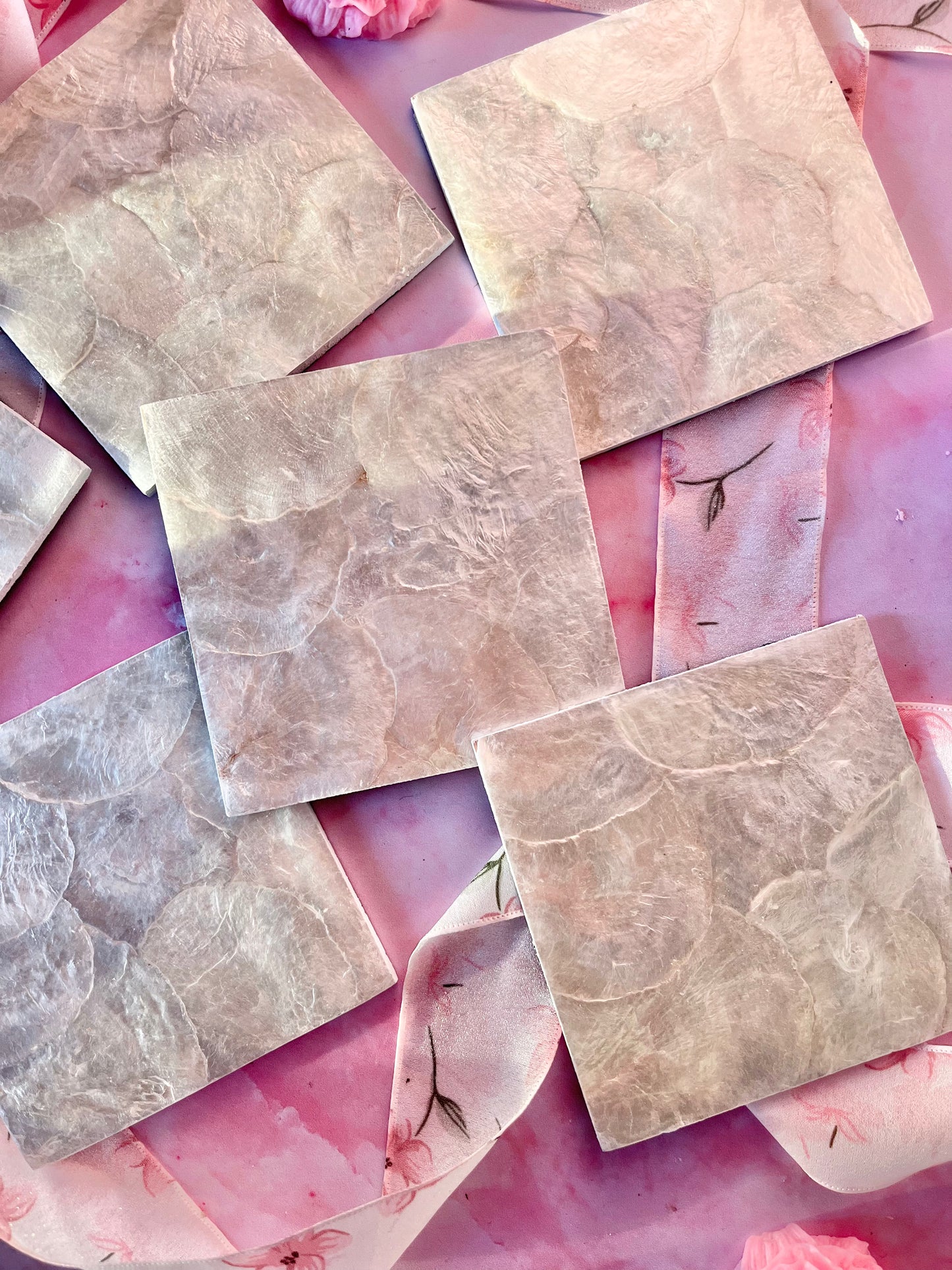 Dessous de verre carrés en nacre (6)