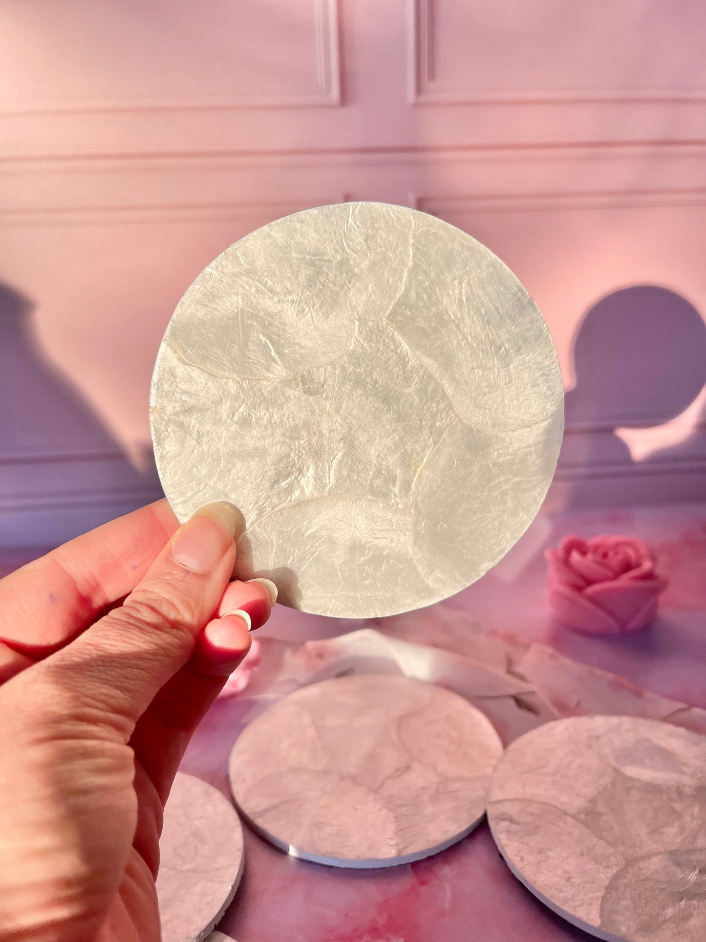 Dessous de verres ronds en nacre (6)