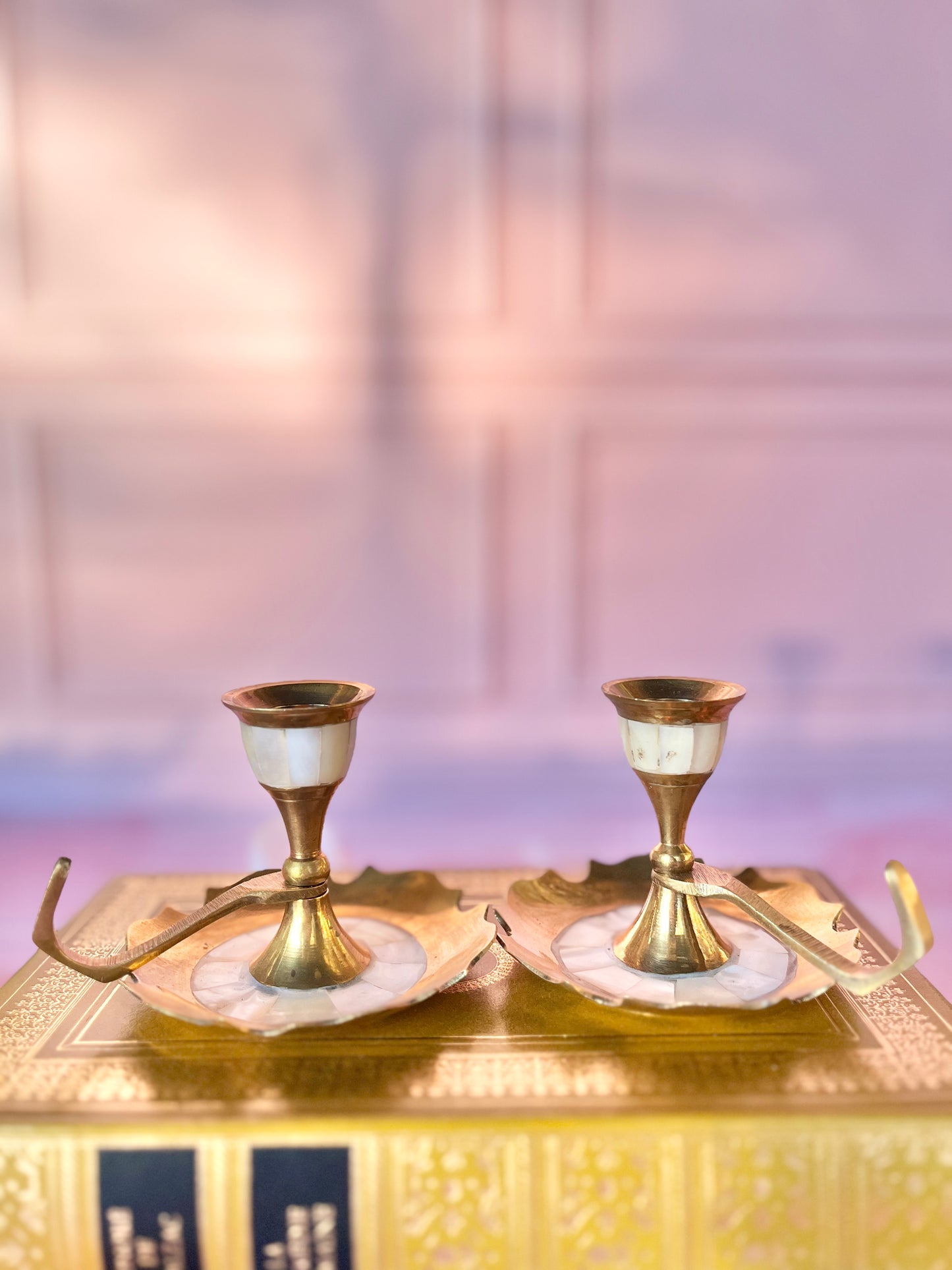 Bougeoirs nacre et laiton (2)