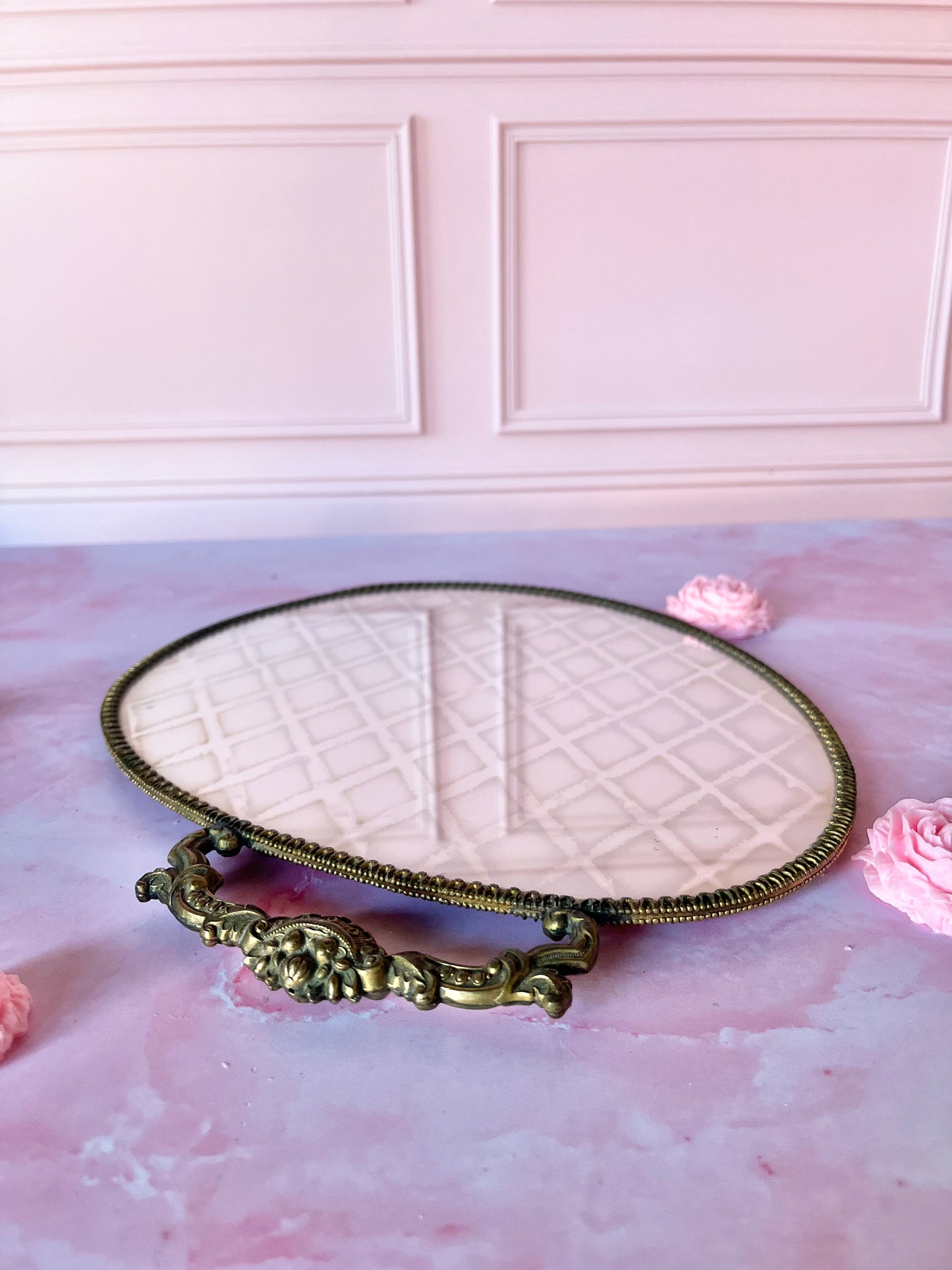 Miroir à main damier