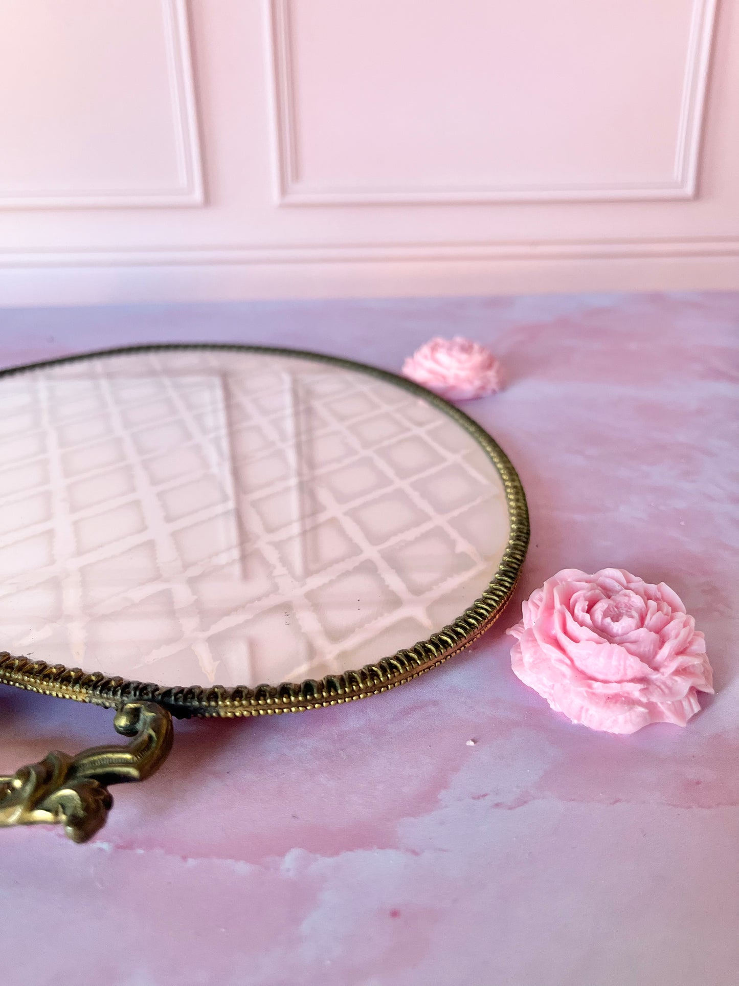 Miroir à main damier