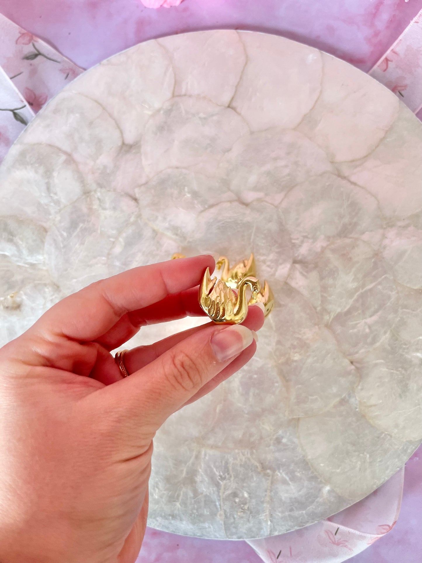 Mini marque places cygnes dorés (4)