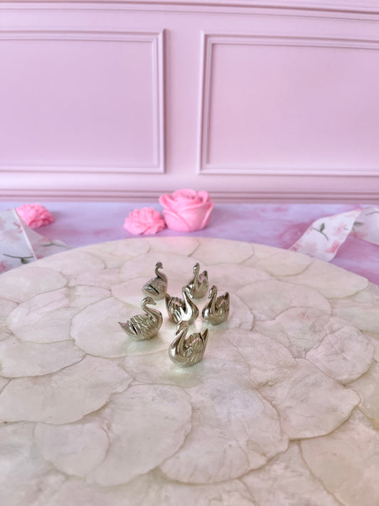 Mini marque places cygnes argentés (6)