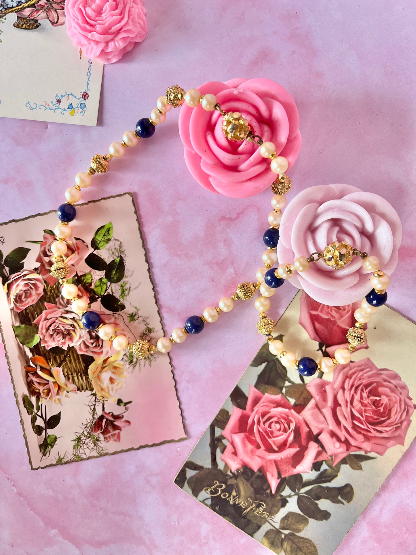 Parure collier et bracelet de perles