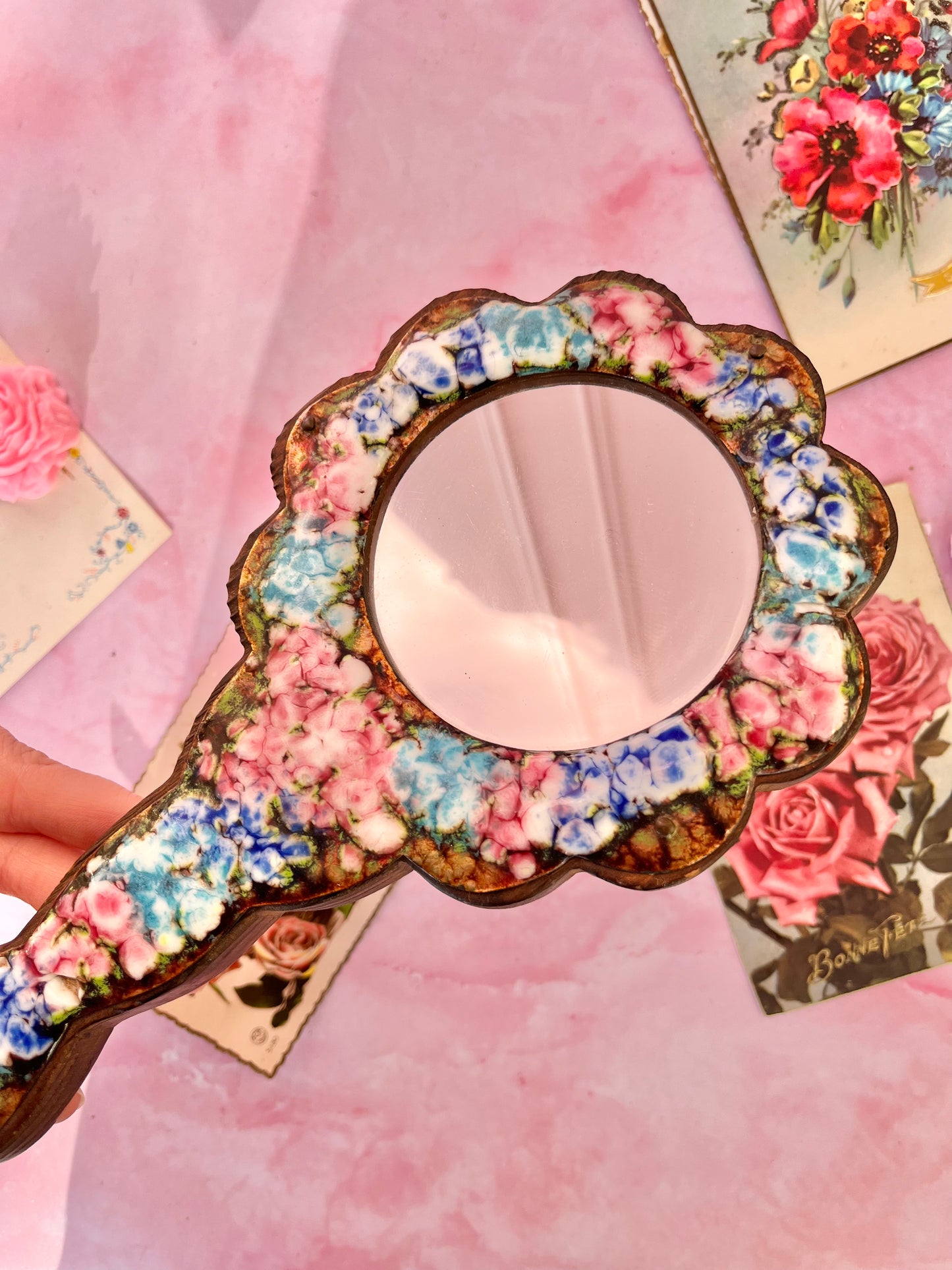 Miroir à main Limoges